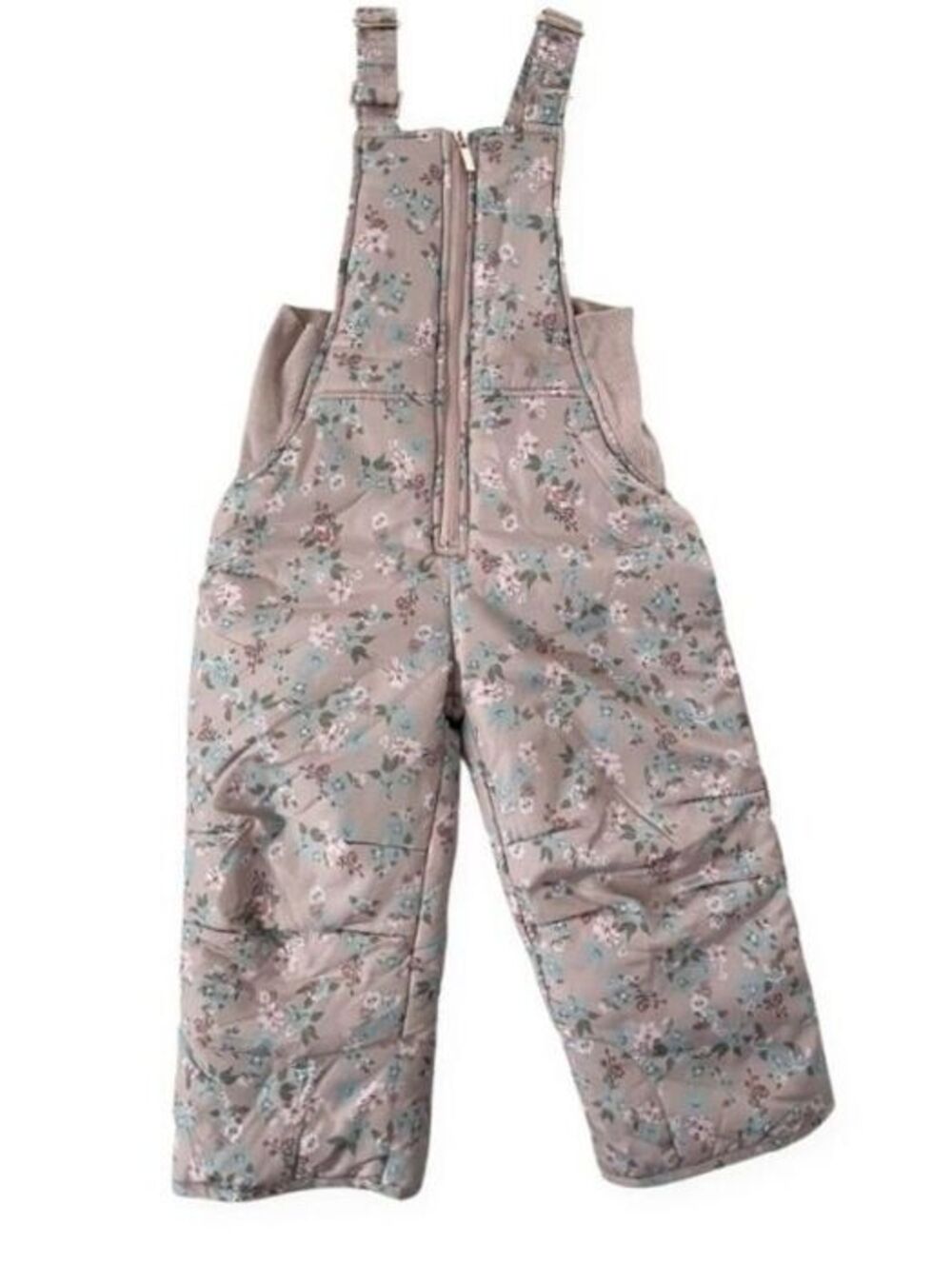 Size 5 Children's Tahari Floral Print Insulated Snow Bib Overalls with Adjustab